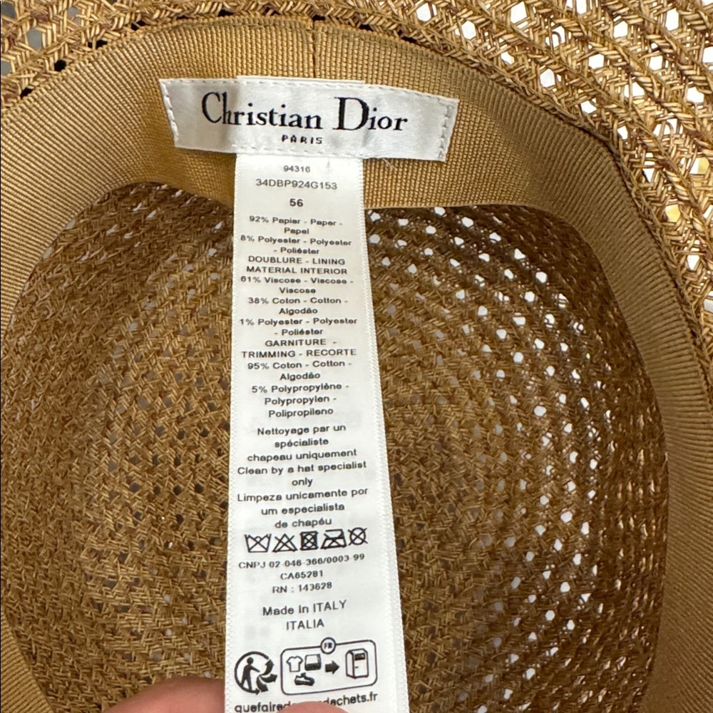 Dior D-Bobby large brim hat Woven Brown Hat with Black Band - Picture 3 of 4